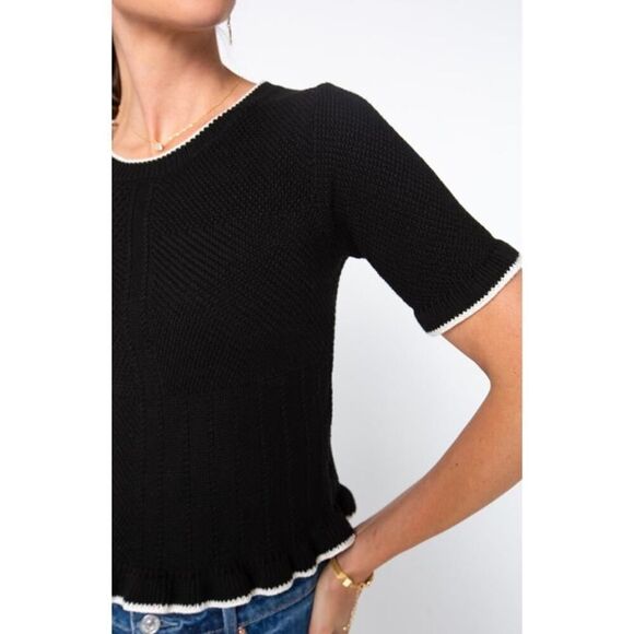 GEORGIE Mixed Stitch Ruffle Pullover Sweater NWT Sz. XS - Picture 2 of 9